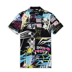 Reason Brand Don't Quit All Over Print Button Down Shirt NWT Size L BZ-3192